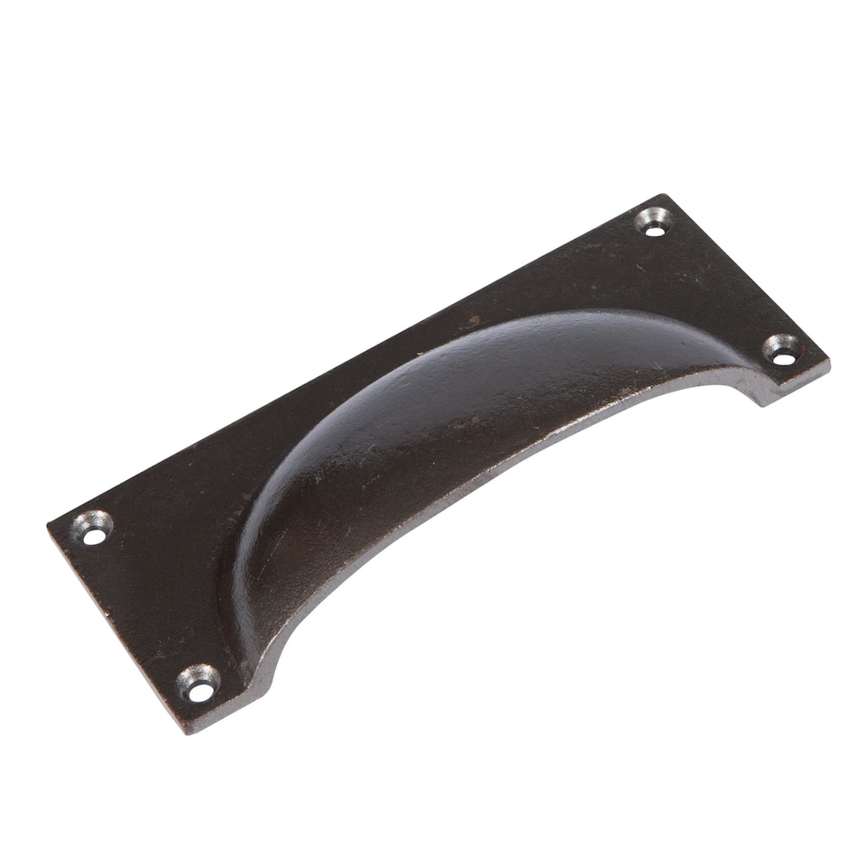 image 1 of Hammer & Tongs Rectangular Cabinet Drawer Pull - W130mm x H50mm - Raw | Grey | Raw