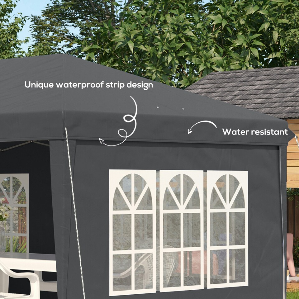 image 1 of Outsunny 3 x 6m Heavy Duty Gazebo Marquee Party Tent with Storage Bag Grey
