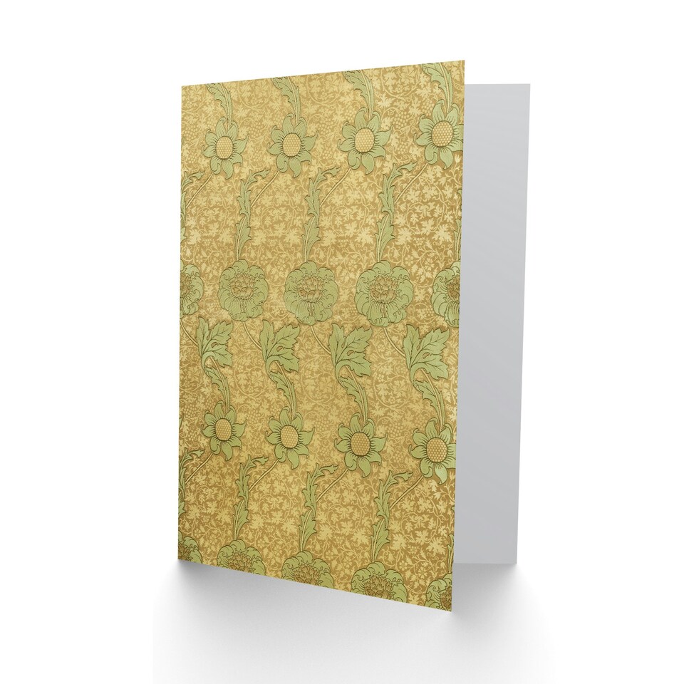 image 1 of William Morris Art Card Kennet Floral Pattern Orange Green
