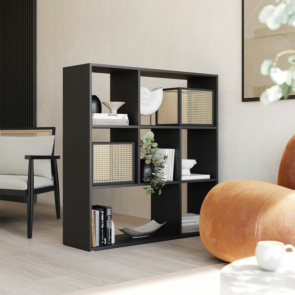 image 1 of Bookshelf Tartu - with 7 storage compartments Black