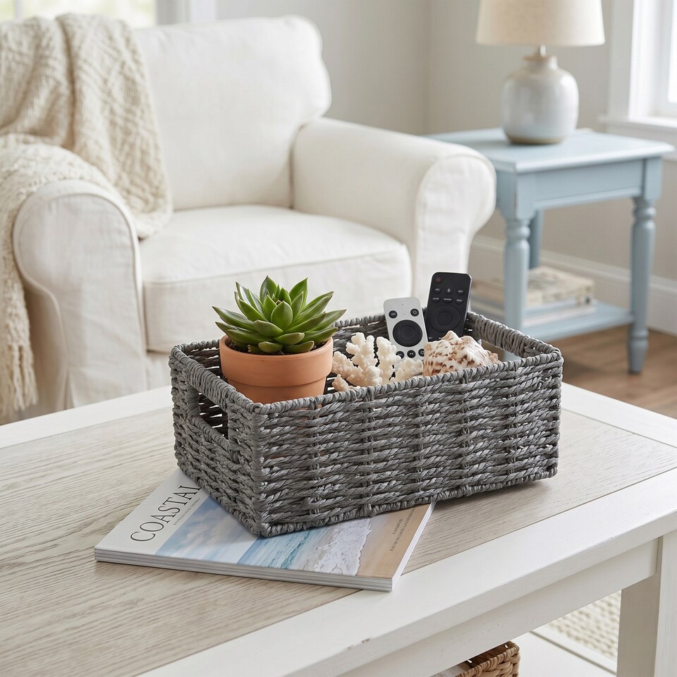 image 1 of Wickerfield Handwoven Paper Rope Storage Basket for Home Storage and Organisation