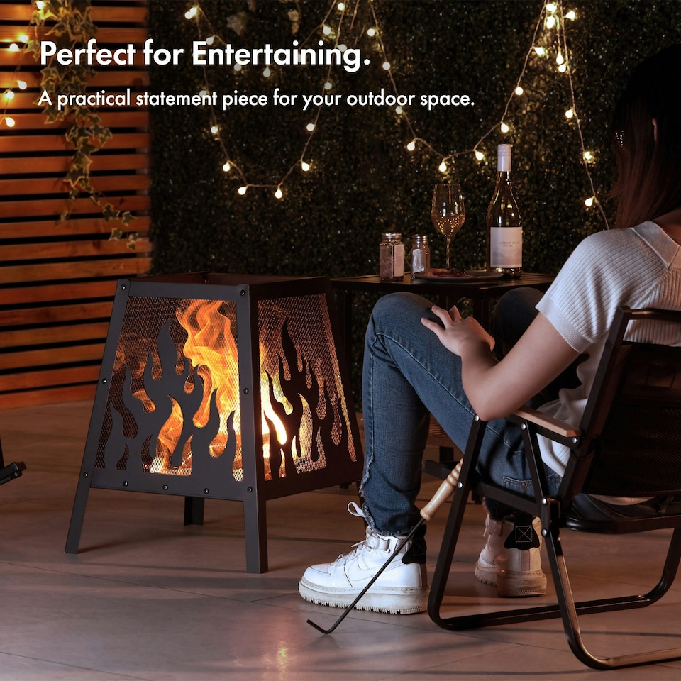 image 1 of VonHaus Fire Pit with Flame Design Use Wood or Charcoal