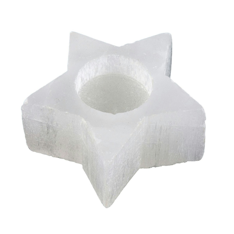 image 1 of Something Different Selenite Star Tealight Holder - White - One Size