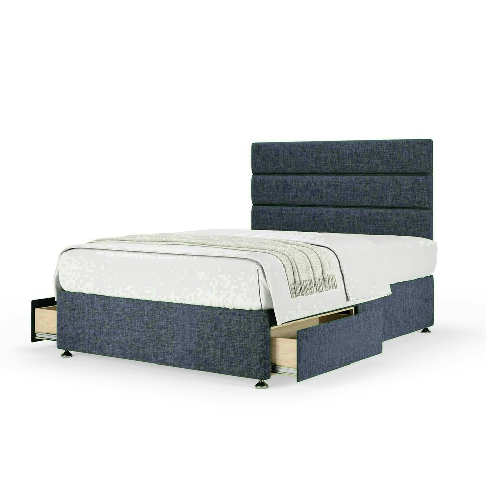 Midnight Linen 2 Drawer Divan Base and Milan Headboard Small Double