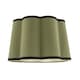 image 1 of Olive Green Linen Scallop Drum Lamp Shade with Black Cotton Trims | Green | Olive Green | 1