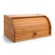 image 2 of Single Layer Roll Top Bamboo Wooden Bread Bin Kitchen Storage | Brown