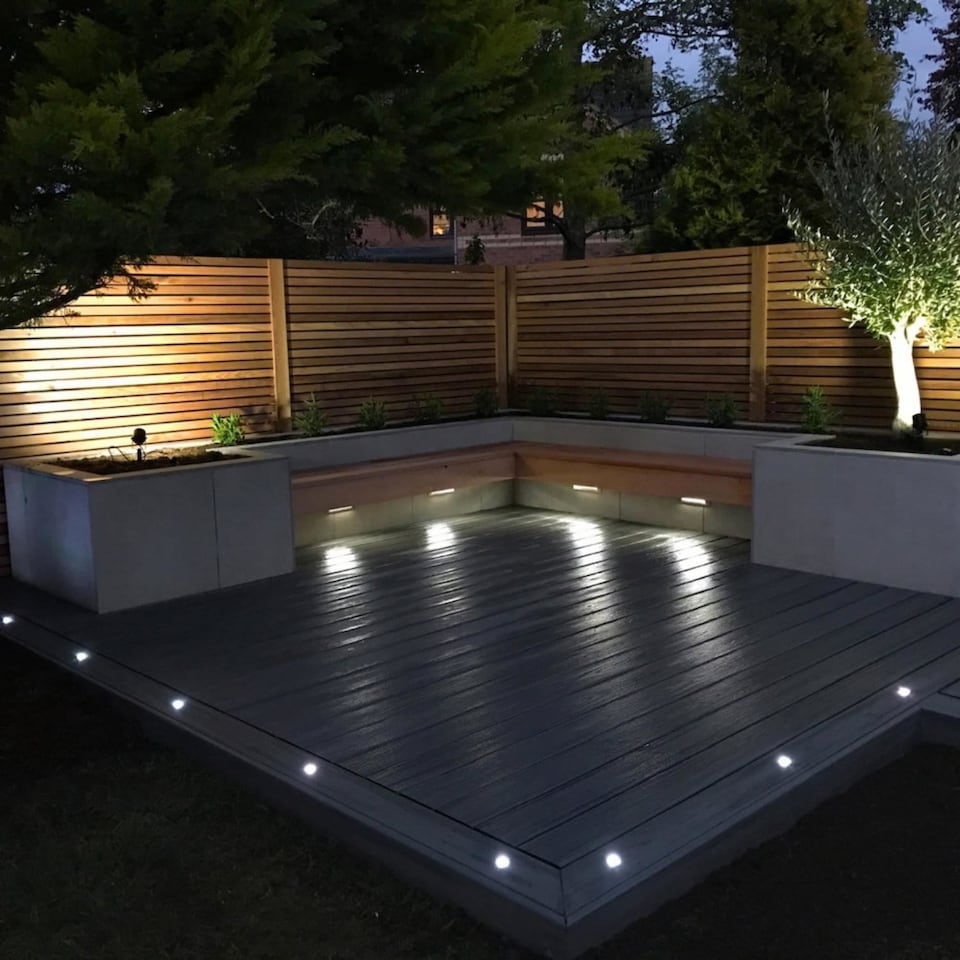 image 1 of Set of 30 - 30mm Stainless Steel IP67 Warm White LED Decking Kit | Chrome | Clear | 30