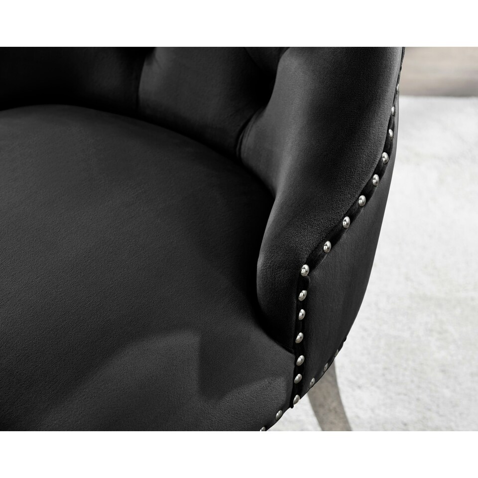 image 1 of Furniturebox 2x Belgravia Black Velvet Knockerback Dining Chairs Silver Leg