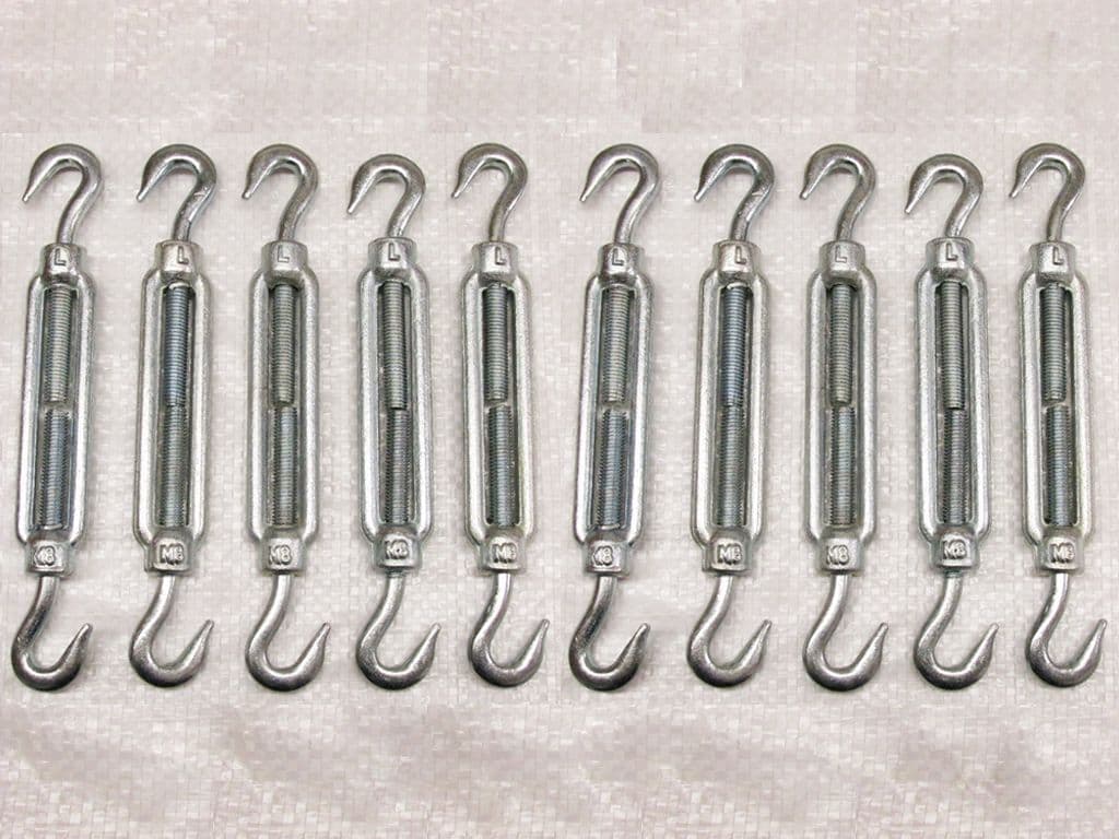 x10 M12 Galvanised Forged Straining Screw Hook And Hook - Caravan Turnbuckle Open Body