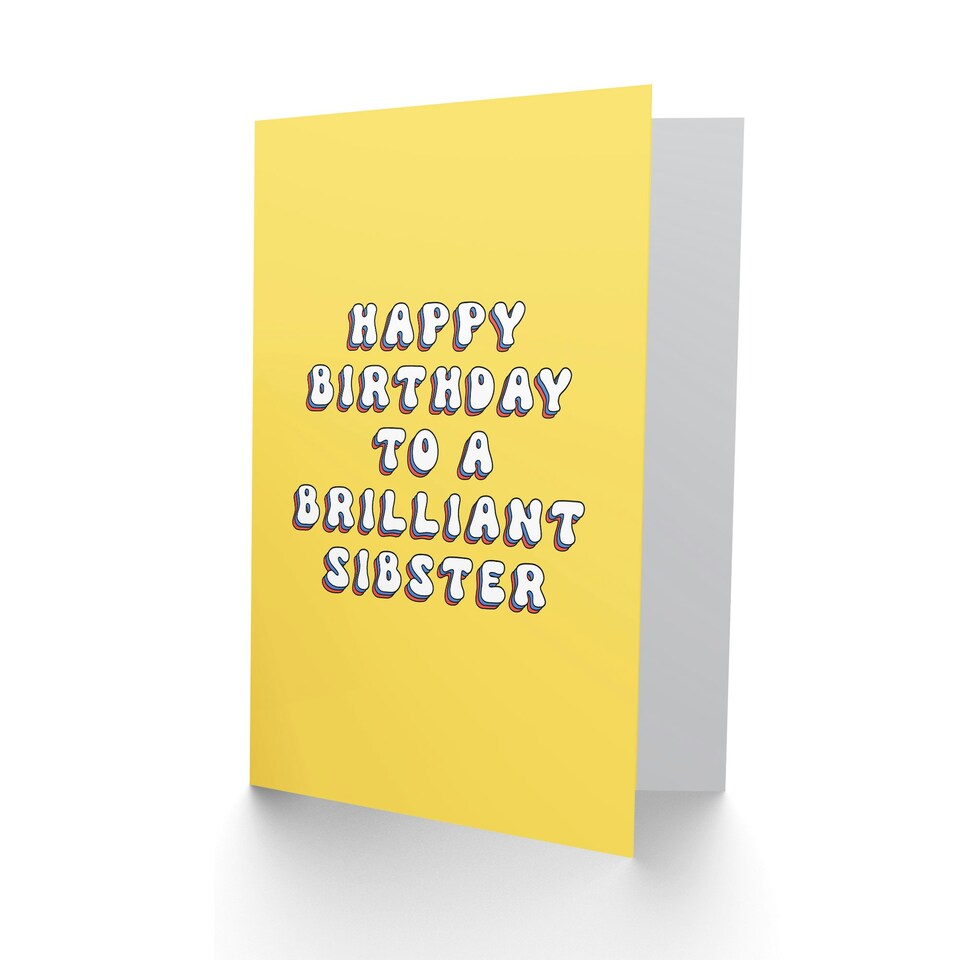 image 1 of Brilliant Sibster Bright Fun Hippie Letters Birthday Card