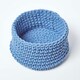 image 2 of Homescapes Blue Cotton Knitted Round Storage Basket - 37 x 21cm | Blue | M