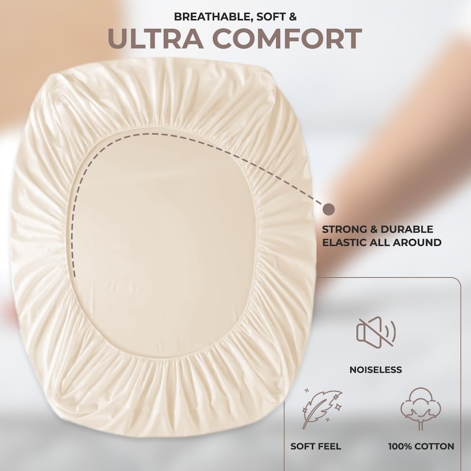 image 1 of HOMES-LINEN 400TC Egyptian Cotton Extra Deep Fitted Sheet 40cm