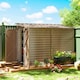 image 2 of Outsunny 5 x 9ft Galvanised Metal Garden Shed with Foundation Kit, Outdoor Leanto Shed, Tool Storage House with Lockable Doors, Gloves and 2 Air Vents for Patio, Garden, Brown | Brown | 143W x 270D x 202H cm