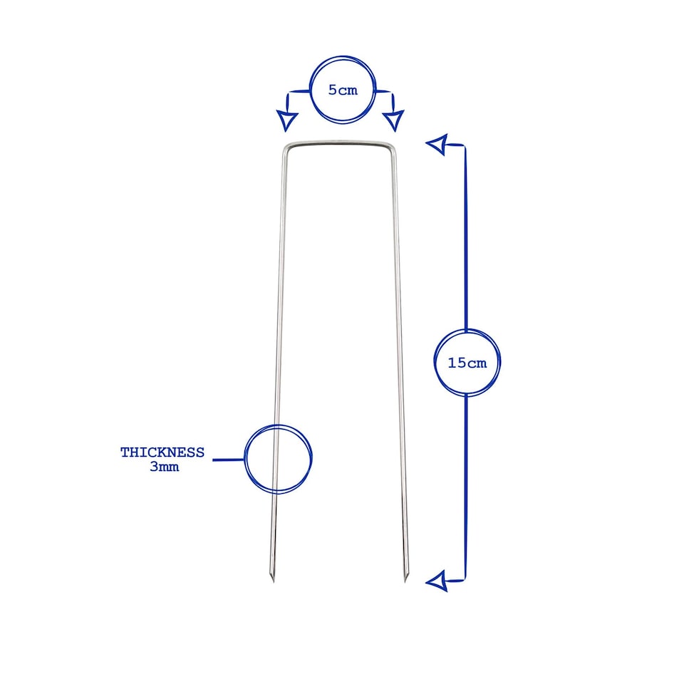 image 1 of Harbour Housewares U-Shaped Weed Control Membrane Pegs - 6" (150mm) - Pack of 100 | Silver | Silver