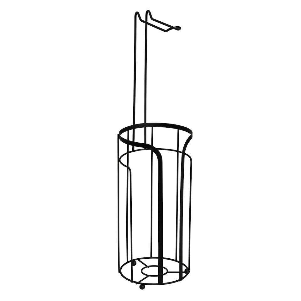 image 1 of Showerdrape Dante Black Toilet Roll Holder & Spare Paper Holder Combination