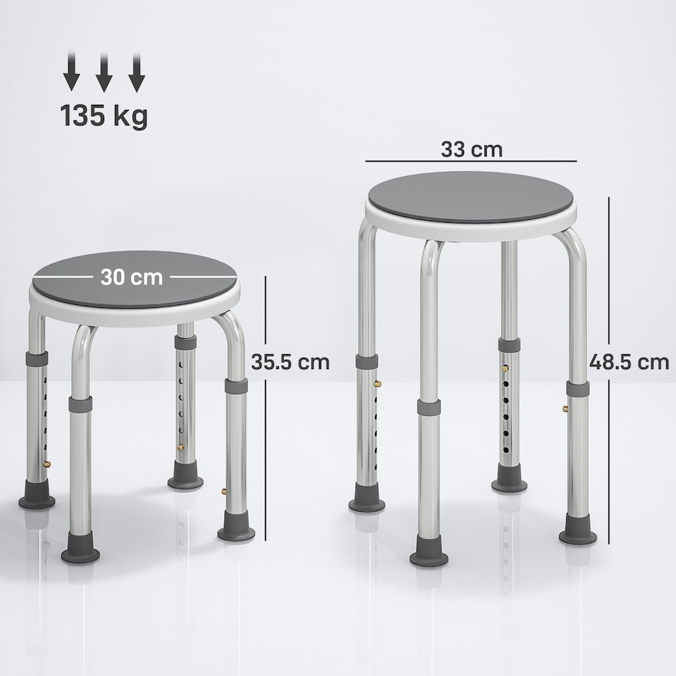 image 1 of HOMCOM 360 Degree Swivel Shower Stool with Non-Slip Feet for Disabled, Grey