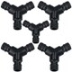 image 1 of 3 Way Garden Hose Pipe Coupler Connector Joiner Watering Water Pipes 5pc