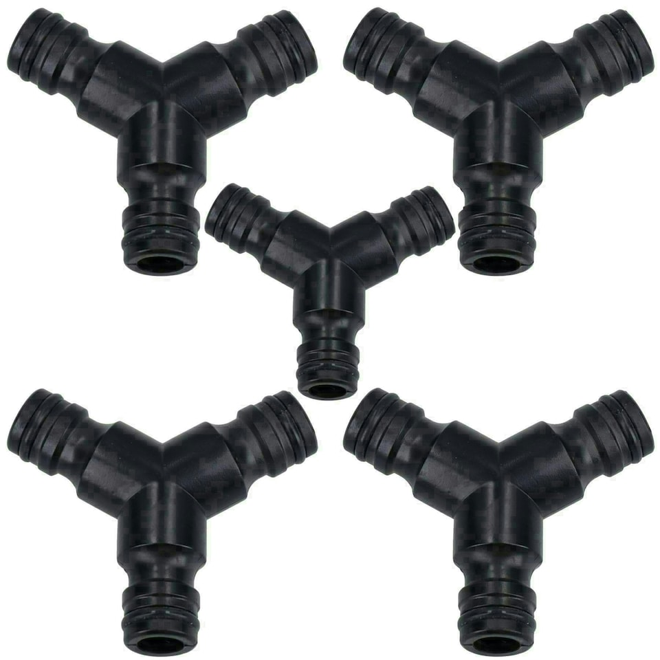 image 1 of 3 Way Garden Hose Pipe Coupler Connector Joiner Watering Water Pipes 5pc