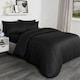 image 2 of OHS Satin Stripe Hotel Quality Duvet Cover and Pillowcase Set, Single - Black
