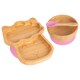 image 1 of Tiny Dining Children's Bamboo Suction Llama Dinner Set - Pink