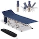 image 2 of Outsunny Single Person Camping Bed Folding Cot Outdoor Patio Portable Military Sleeping Bed Travel Guest Leisure Fishing with Side Pocket and Carry Bag - Blue