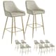 image 8 of Bar Stool Avane - with backrest, upholstered, velvet look | Cream | cream/gold | 57 x 48,50 x 108 cm | 2