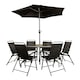image 2 of Samuel Alexander Outdoor 6 Seater Glass Top Table and Chairs Patio Set with Parasol in Black