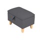 image 2 of Living and Home Linen Upholstered Storage Ottoman Footstool, Dark Grey
