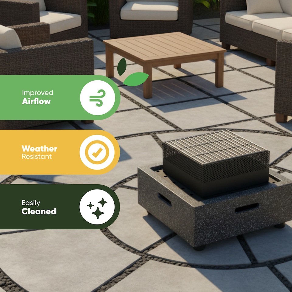 image 1 of Gardenwize MGO Square Fire Pit BBQ Modern Outdoor Charcoal Grill