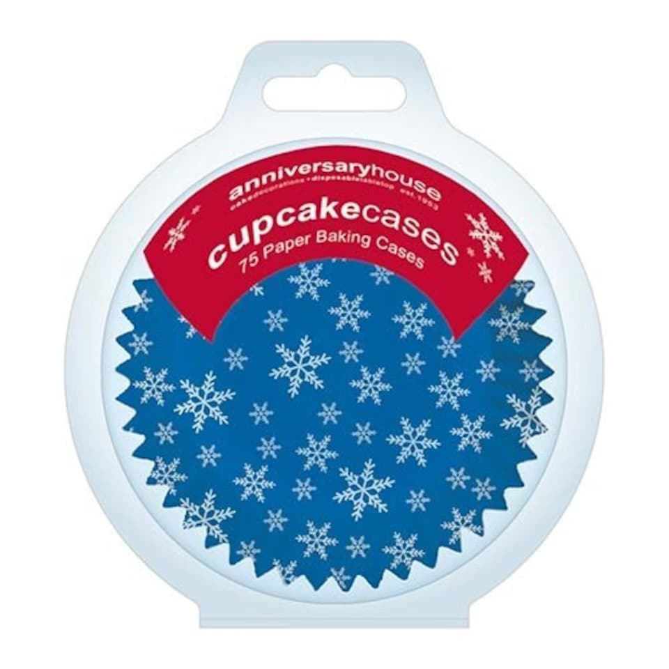 image 1 of Snowflake Christmas Paper Cupcake Cases - Pack of 75