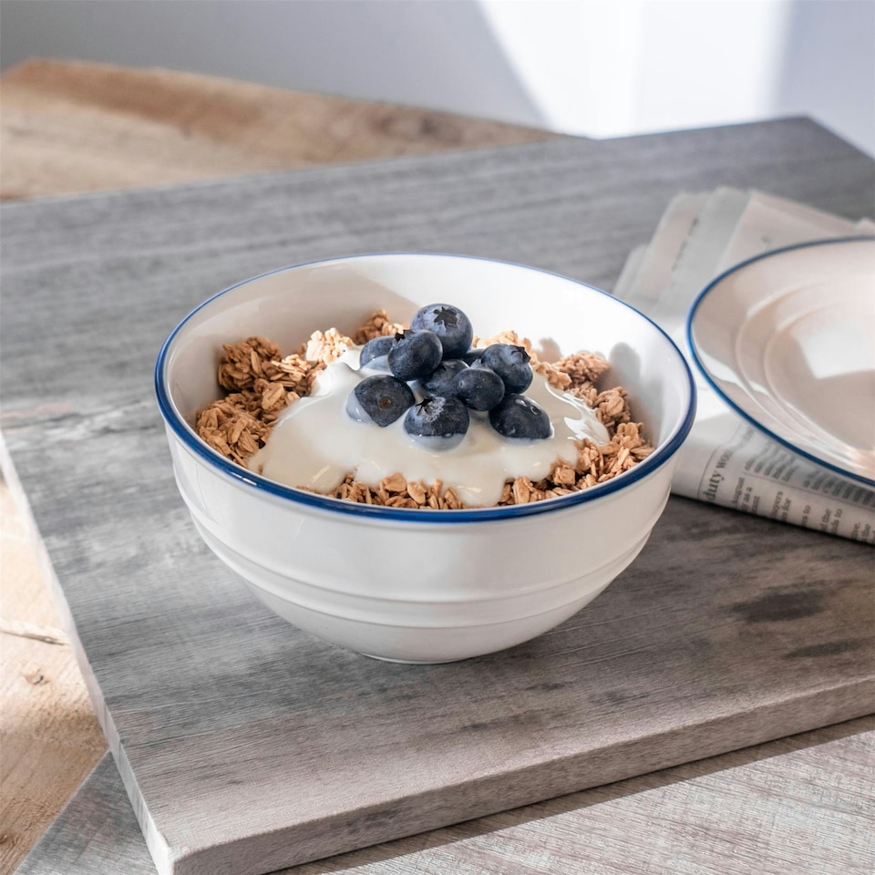 image 1 of Nicola Spring White Farmhouse Cereal Bowls - 15cm - Pack of 6 White