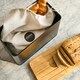 image 3 of Cooks Professional Diamond Pattern Bread Bin with Linen Bag & Bamboo Cutting Board Lid | Black | Black | 1