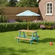 image 2 of Teamson Kids Children's Wooden Picnic Table with Umbrella for Outdoor Garden Play, Blue