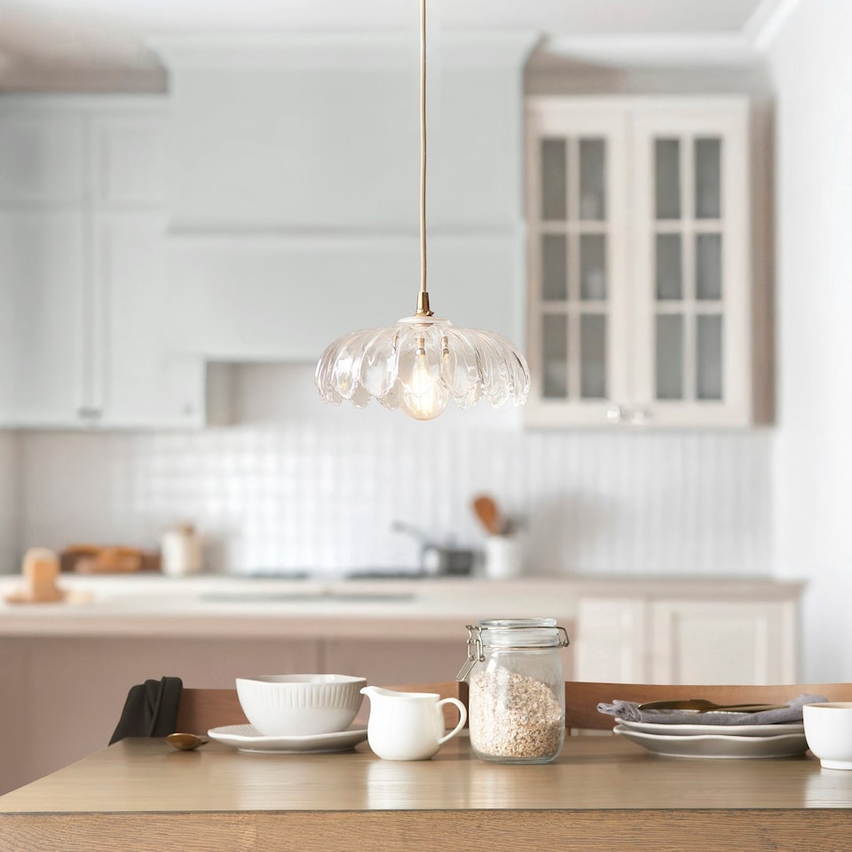 image 1 of Camellia Dome Pendant Ceiling Light Clear Glass E27 or B22