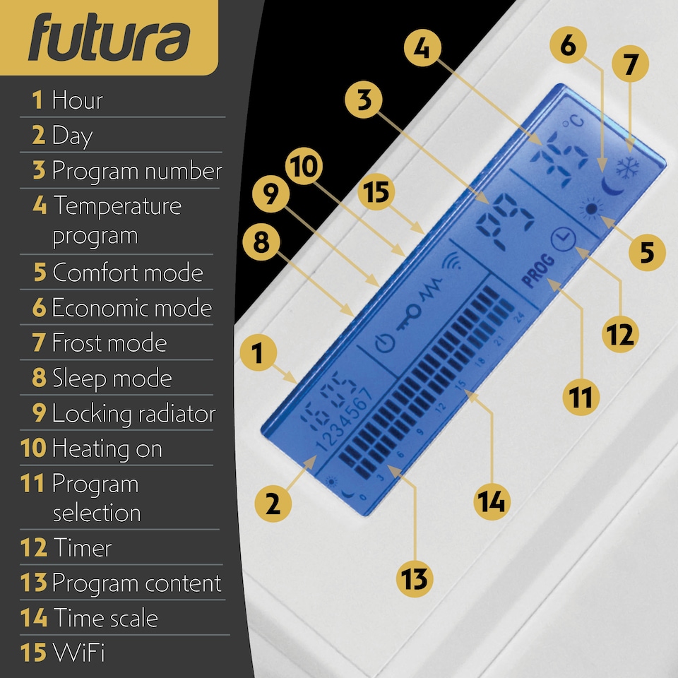 image 1 of Futura 1500W WIFI Curved Designer Electric Radiator Panel Heater White Wall Mounted with Timer and Thermostat