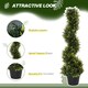 image 4 of Outsunny 90cm3FT Artificial Trees, Spiral Topiary Trees w Pot Set Of 2, Fake Indoor Greenery Plant Home Office Garden Decor Green