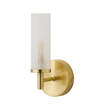 ValueLights Canya Gold IP44 Frosted Glass Wall Light & Bulb | Gold