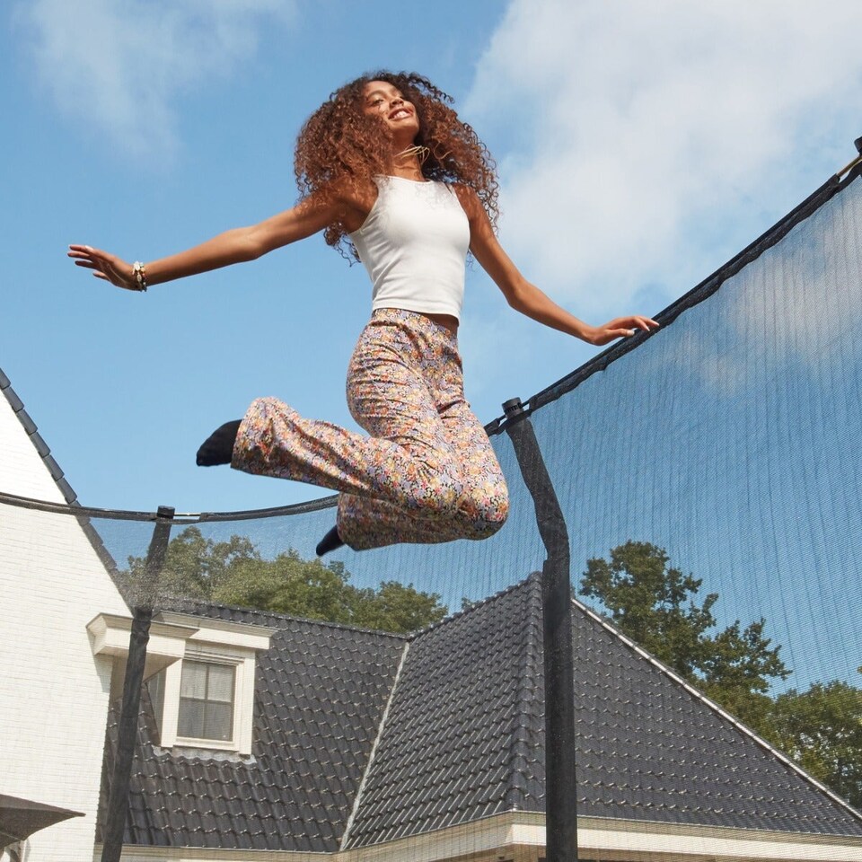 image 1 of 14ft x 8ft Salta Black Rectangular First Class Trampoline with Enclosure