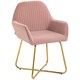 image 1 of HOMCOM Modern Accent Chair, Velvet-Touch Fabric Upholstered Armchair with Metal Base for Living Room, Bedroom and Dinning Room, Pink