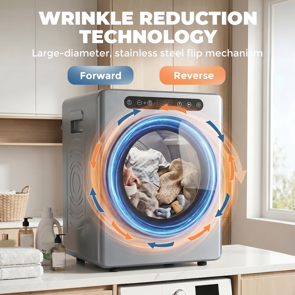 image 1 of HOMCOM 5 kg Portable Vented Tumble Dryer Machine with Timer, Silver Tone