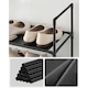 image 6 of 10-Tier Shoe Tower, Compact Storage Rack with Fabric Shelves and Metal Frame, Black