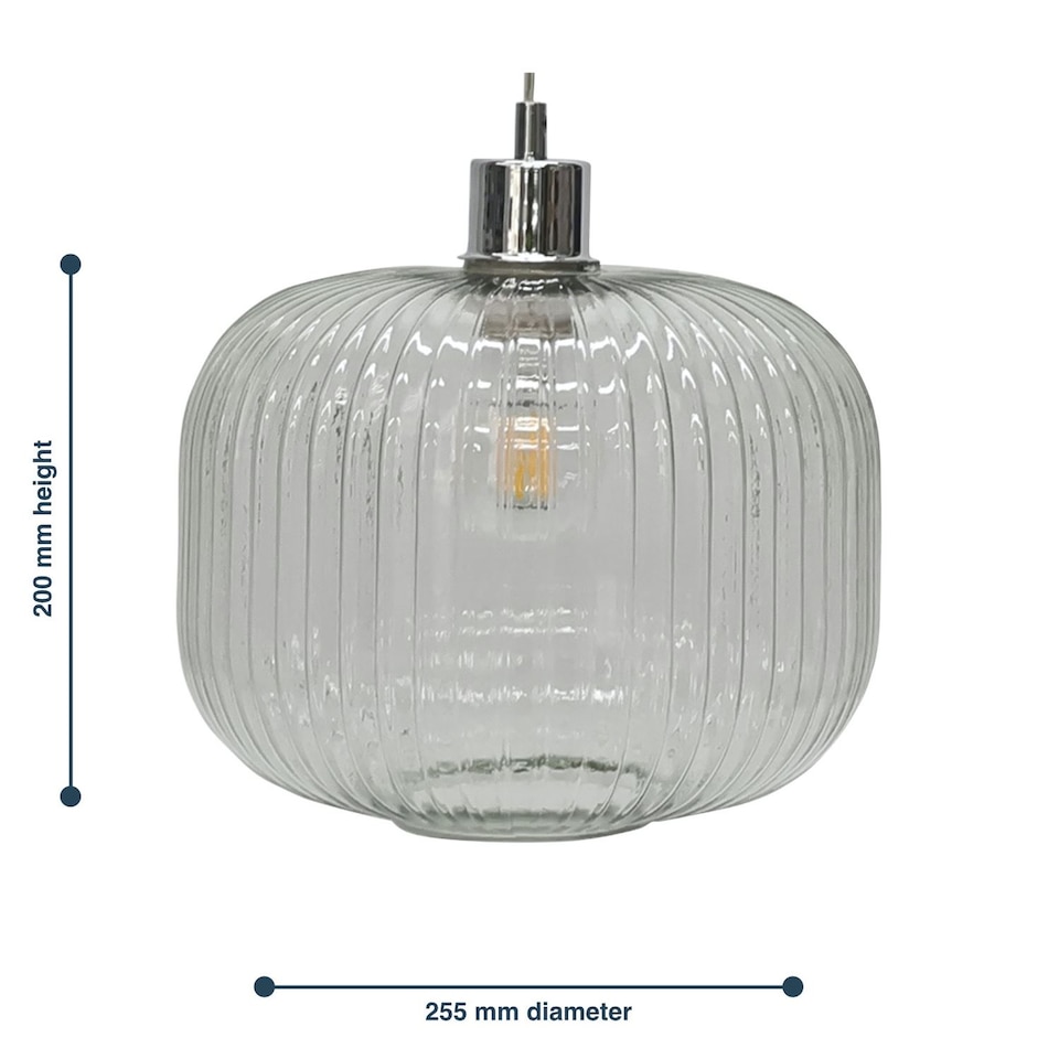 image 1 of Batley Large - Clear Ribbed Glass Easy Fit Pendant Shade | Clear | Medium | 1