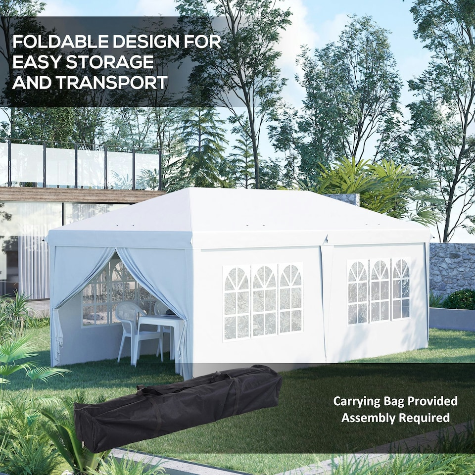 image 1 of Outsunny 3 x 6m Pop Up Gazebo Height Adjustable Party Tent w/ Storage Bag Black
