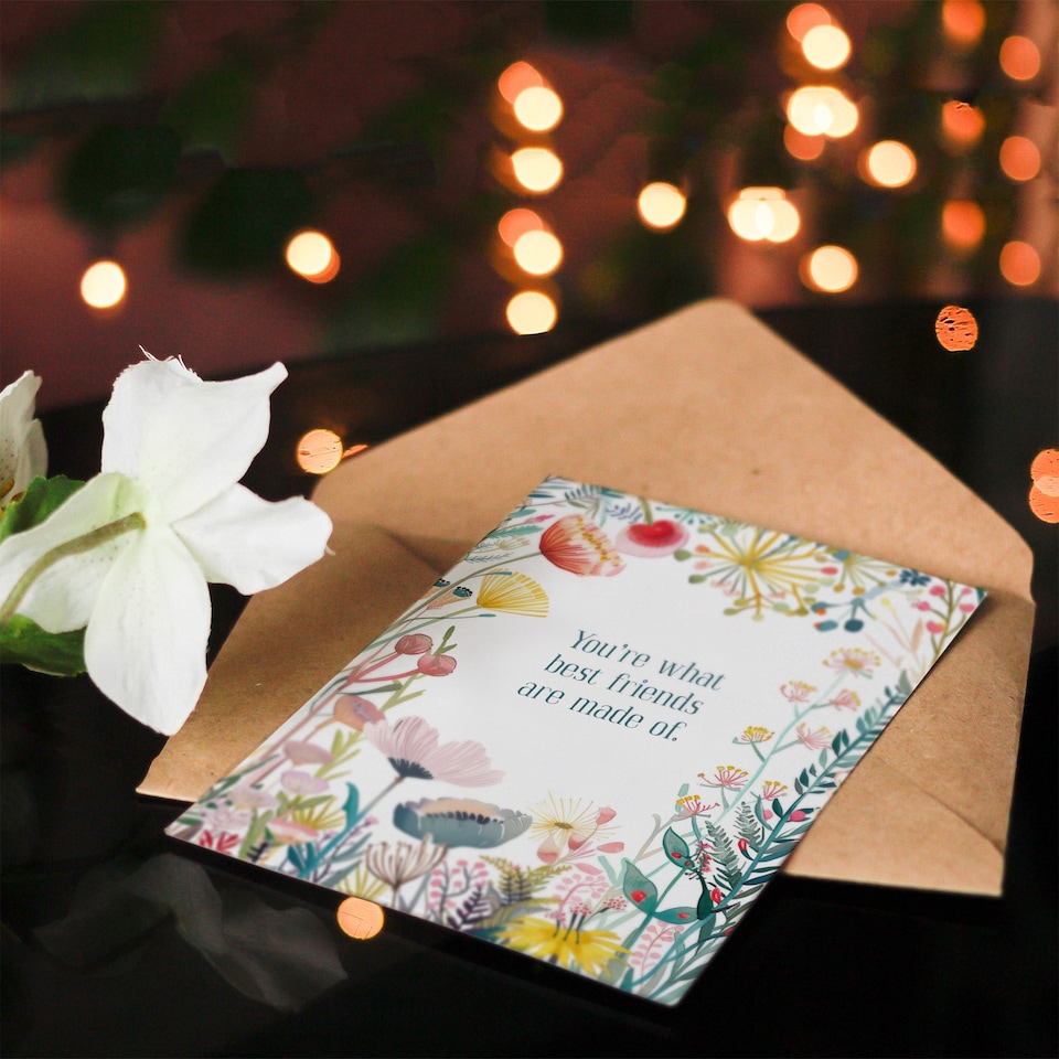 image 1 of Greeting Card What Best Friends Are Made Of Floral Flowers Birthday