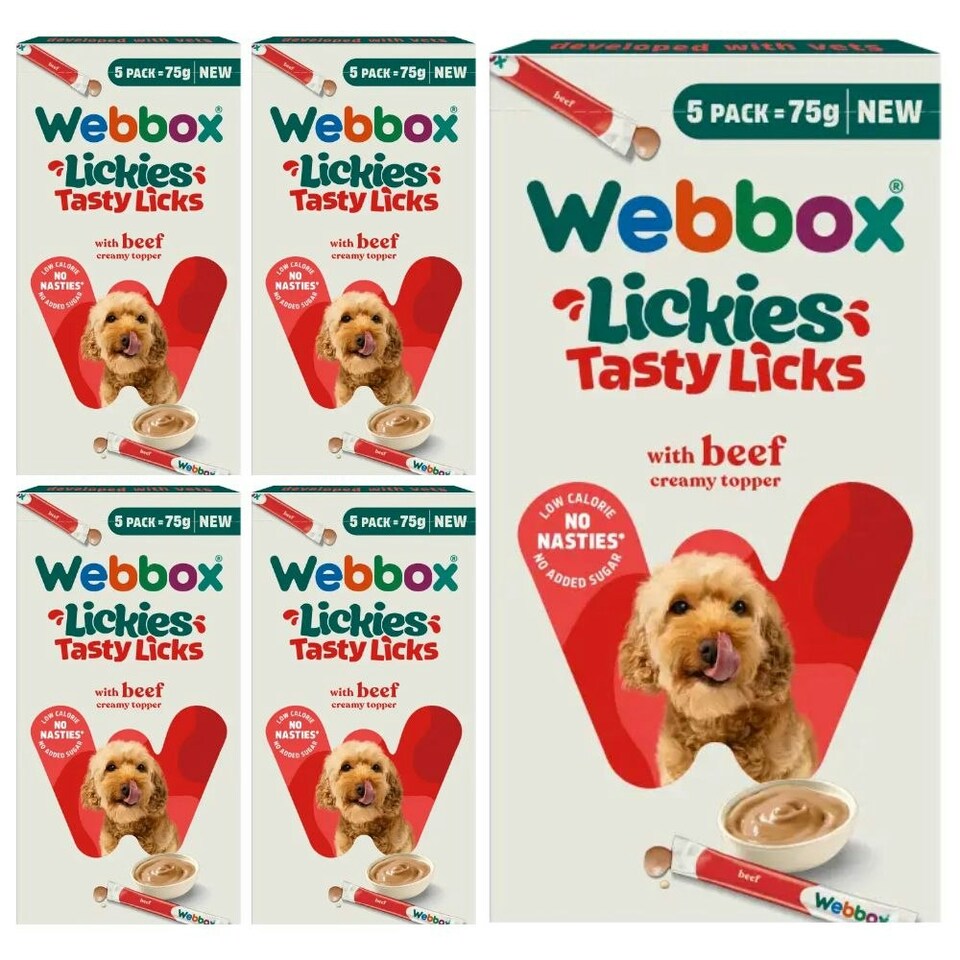 image 1 of Webbox Lickies Tasty Licks Beef Creamy Dog Treats (Bundle of 5)