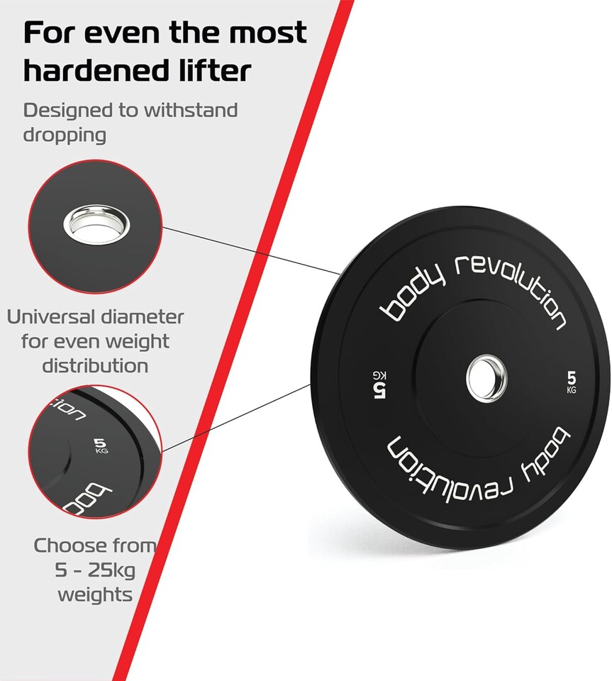 image 1 of Body Revolution Olympic Bumper Plates Black 5 kg Pair