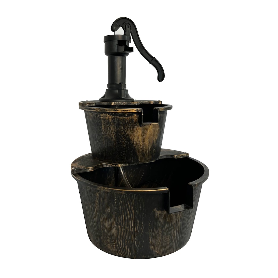image 1 of 2 Tier Cascading Barrel Garden Water Pump Fountain Feature