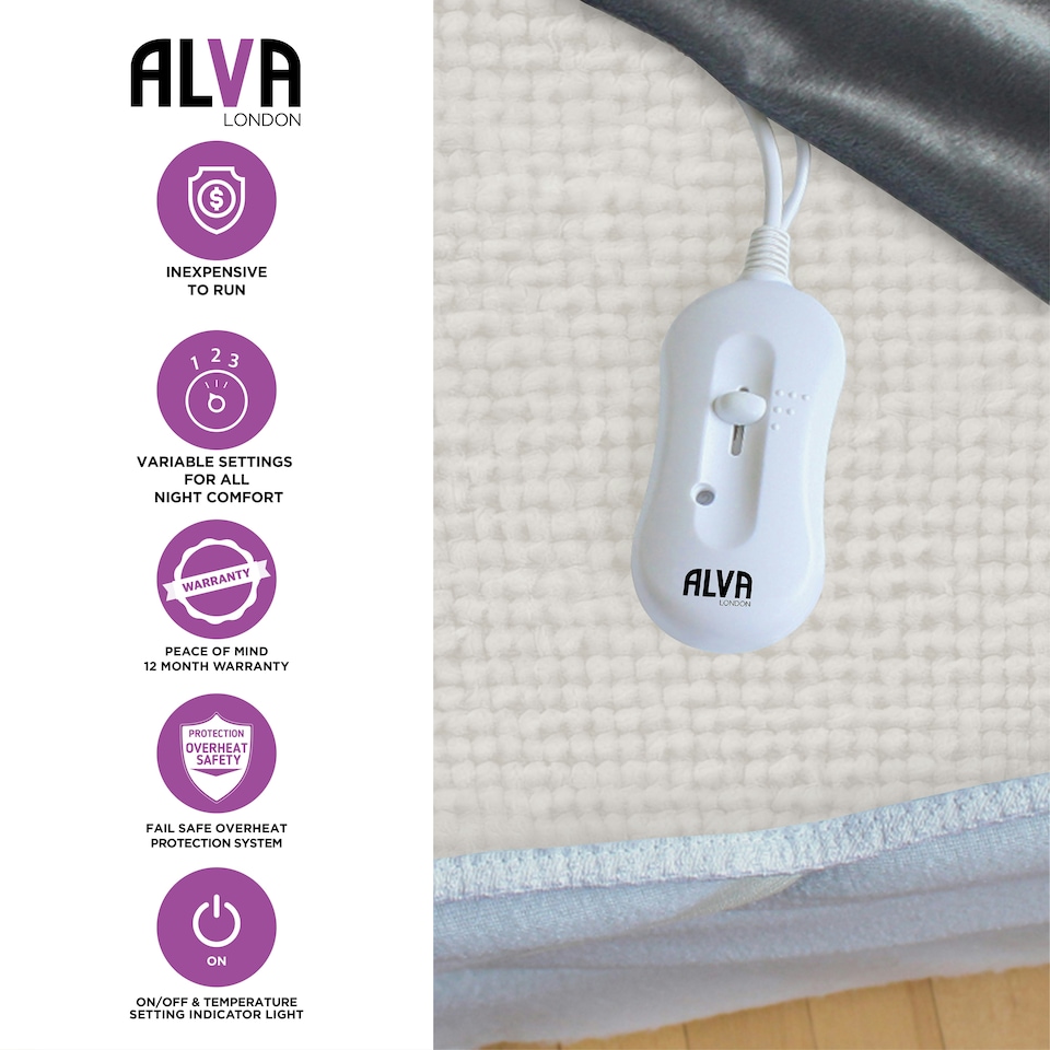 image 1 of Electric Under Blanket - Single - Tie-Down - 60x120cm - Single Controller White