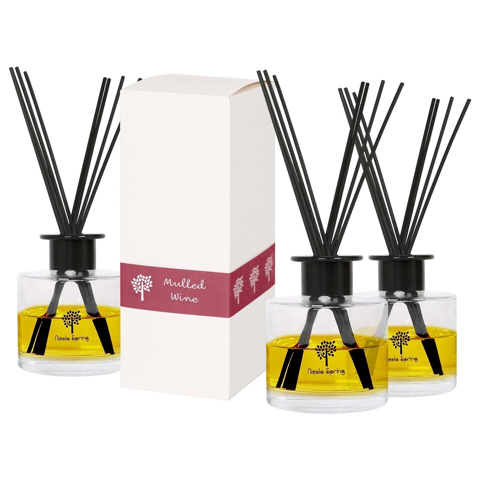 image 1 of Nicola Spring Glass Reed Diffusers - 200ml - Mulled Wine - Pack of 3