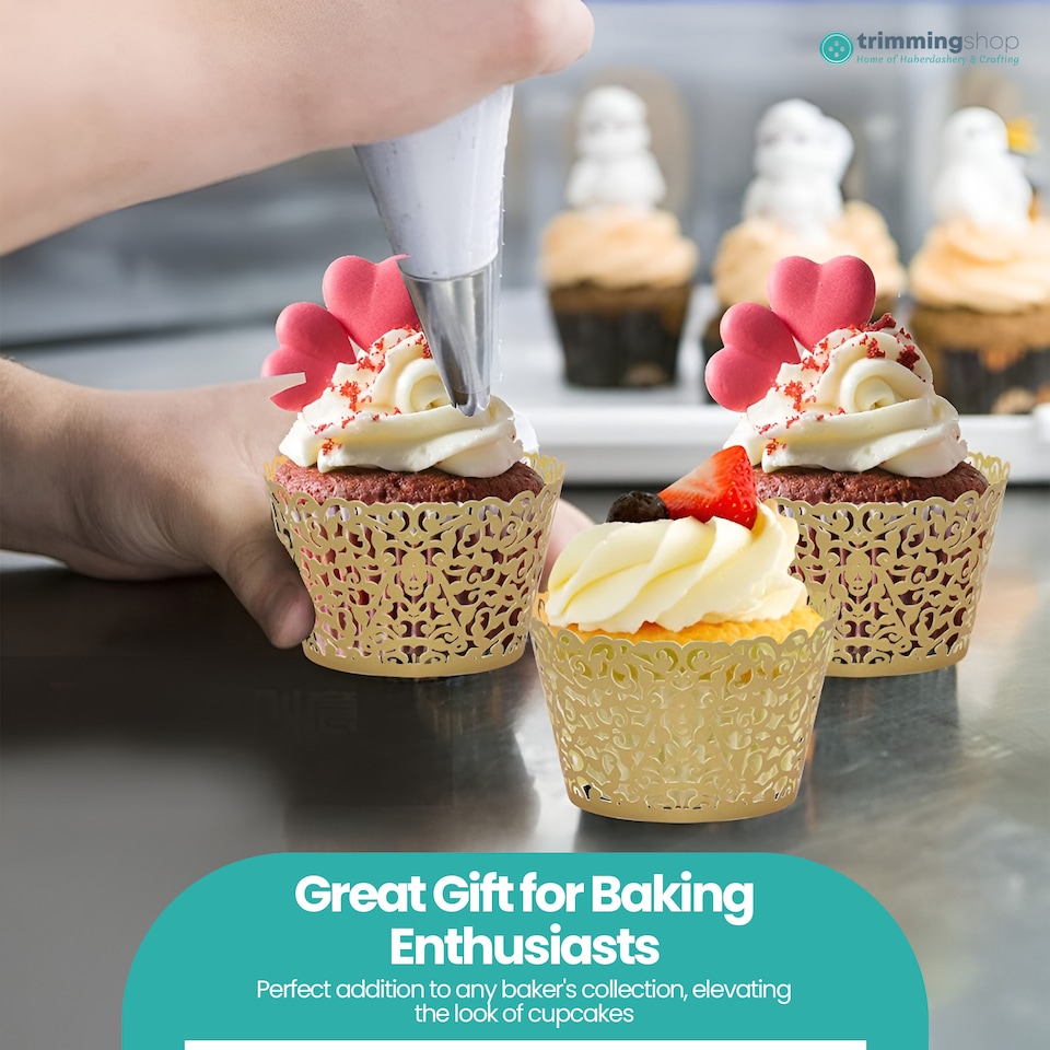 image 1 of Cupcake Wrappers Laser Cut Floral Design Paper Cup Holders - 25pcs